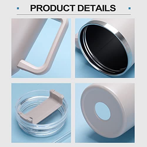 cotton yangda mebiusyhc 40oz Stainless Steel Vacuum Insulated Cup Double Wall Travel Flask Car Coffee Mug Tumbler with Straw with Handle for Hot Iced Coffee, Blue — view 3