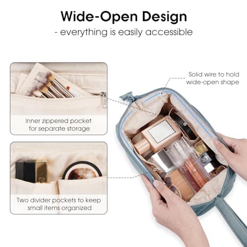Narwey Makeup Bag, Travel Toiletry Bag, Wide-Open Wash Bag for Women — view 2