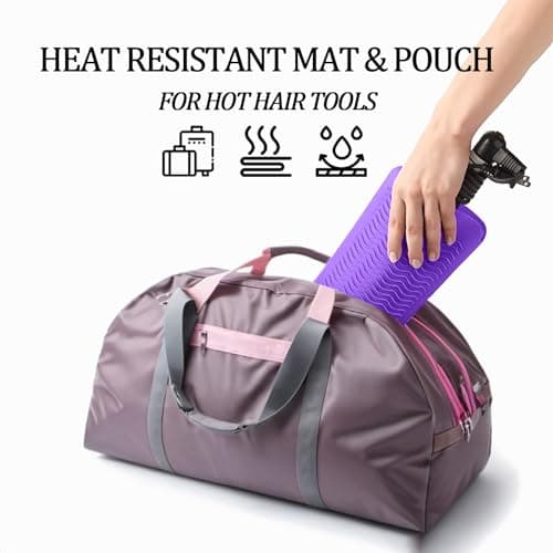 Heat Resistant Silicone Mat Pouch for Hair Straightener, Flat Iron & Hot Hair Tools, Home & Travel, Purple — view 6