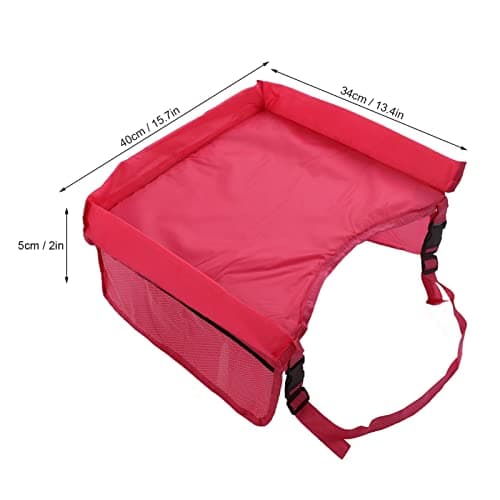 Kids Car Table Tray, Adjustable Storable Kids Travel Tray, Toddler Lap Desk Organizer for Toddler Travel (Red — view 4
