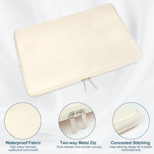 Adiwo Laptop Sleeve for 13 Inch, 360° Protective Puffy Laptop Sleeve, Two-Way Metal Zipper, Hidden Stitching, Compatible with 13 Inch MacBook, Asus, Dell, HUAWEI, iPad Pro/Air, Beige — view 3