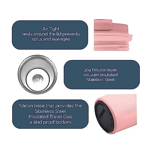 FAB Travel Mug, Reusable Coffee Cup (510ml, Pink) - Double Wall Stainless Steel with Screw Lid - Thermal Camping Cup, Vacuum Insulated for Hot and Cold Drinks, Eco-Friendly — view 4