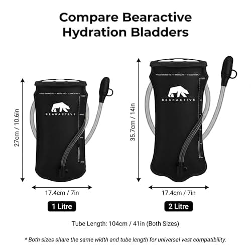 Bearactive Hydration Bladder, Water Bladder 2L for Running Backpack with BPA-Free TPU, Hydration Pack, Leak-Proof Water Pouch, No Plastic Smell – Hiking, Running, Cycling & Camping (Black, 2 Litre) — view 2