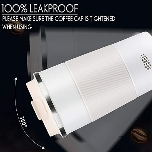 HASAGEI Travel Mug, Insulated Coffee Cup with Leakproof Lid - Vacuum Insulation Stainless Steel for Hot and Cold Water Coffee and Tea 510ml/18oz White — view 5
