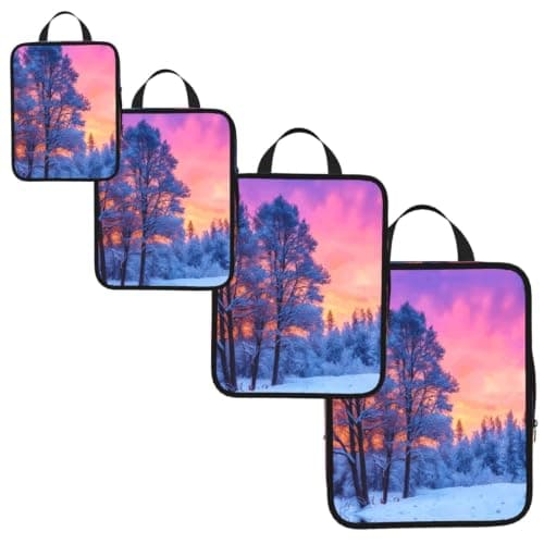 Winter Print 4 Set Expandable Packing Organizers For Luggage Suitcase Travel Accessories — view 2