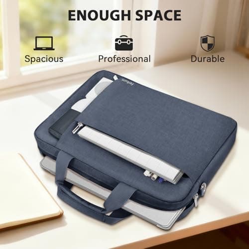 Ferkurn Laptop Bag Case 17 17.3 inch for Women Men Compatible with HP OmniBook Pavillion,Acer Aspire Nitro,IdeaPad,Precision,ASUS Vivobook,MSI,LG, Slim Strap Messenger Briefcase Computer Bag, Gray — view 6