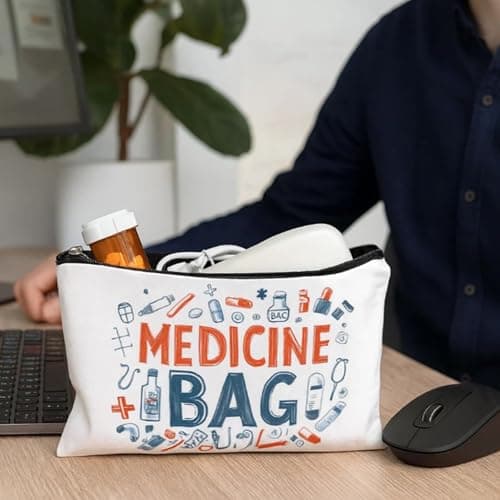 Travel Toiletry Bag, Compact White Zip Cosmetic Organiser Pouch, 1-Pack | Flat-Profile Design, Multicoloured Icon Print, Single Compartment, for Suitcases, Handbags and Bathroom Cabinets — view 6