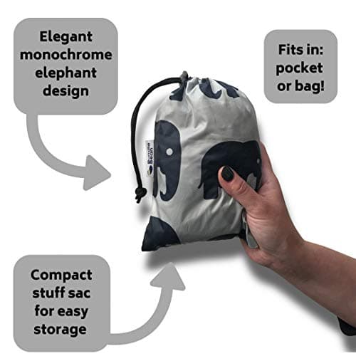 BundleBean - Babywearing Lightweight Raincover (Grey Elephant) - Waterproof & Windproof Baby Carrier, Includes Storage Bag, Silky-Soft Waterproof Fabric, Universal Fit, New Born to 4 Years Old — view 2