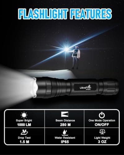ULTRAFIRE LED Tactical Torch 1000 Lumens Single Mode Bright Small Torch, Waterproof Protable Mini EDC Flashlight for Walking Camping Hiking Oudoor, WF-501B — view 5