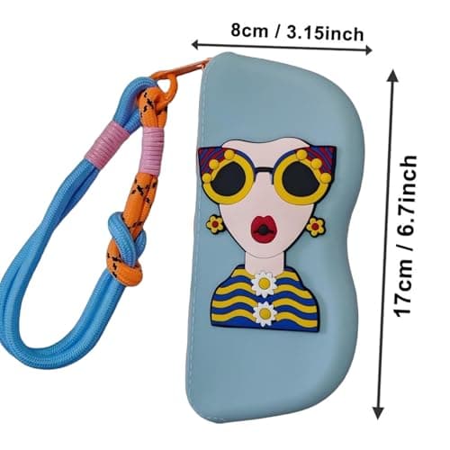 Glasses Case Women, Cute Sunglass Organizer, Zipper Storage Pouch, Soft Siliconed Design, Wrist Strap Included, Ideal for Eyewear Protection, Travel, Daily Use Material Silicone — view 2