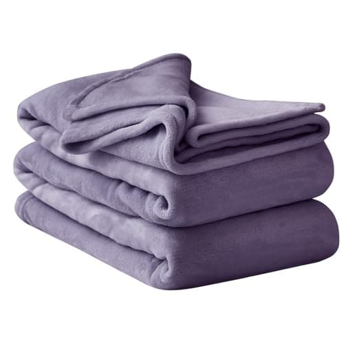 Aisbo Lavender Throws Blanket for Sofas - Bed Throw King Size Fluffy Purple Blanket Fleece, Warm Soft Flannel Blanket for Couch, 200x240cm