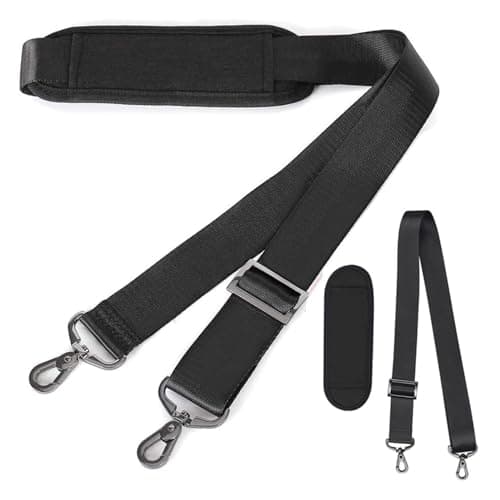 Vikrami lighting Adjustable Shoulder Strap Universal Replacement Bag Strap with Detachable Pad with Metal Swivel Hooks - for Laptop, Camera, Duffel, Messenger Bags and More - Black56inch