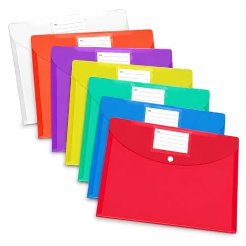 A4 Plastic Wallets 7 PCS Waterproof, Document Folders with Button Storage
