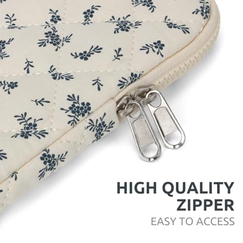 Puffy Laptop Sleeve 13 Inch Cute Floral Laptop Case Soft Quilted Computer Sleeve Protective Cover for MacBook, iPad, Notebook, Chromebook — view 4