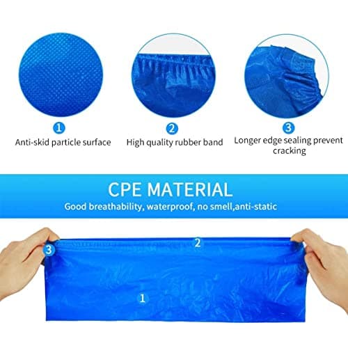 WUJUN 200Pack(100 Pairs) Blue Disposable Shoes Covers Boot Cover — view 3