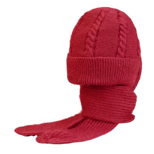 Banana Neckerchief Ear Hat Scarf Warm Ear Protection Hooded Scarf Women's Winter Knitted Hat Sustainable Travel, red, One size — view 5