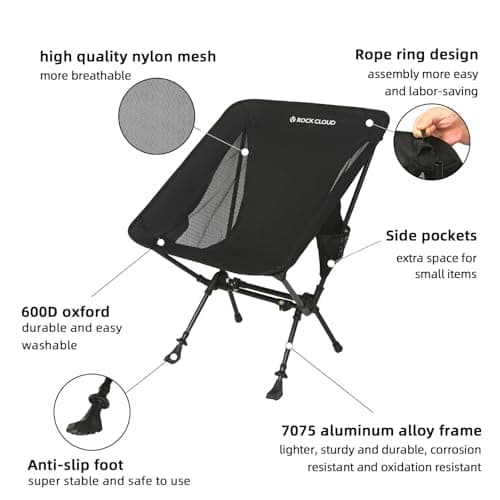 ROCK CLOUD 2-in-1 Portable Camping Chair Trekking Pole Folding Chairs Walking Sticks for Outdoor Camp Hiking Backpacking Lawn Beach Sports — view 4