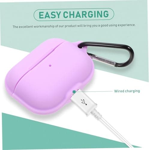 LOLIPPYY Magnetic Silicone Headphone Case for Wireless Earbuds, Wear-resistant Protector Cover, Compatible Earphone Box for Travel in Lavender Purple — view 3