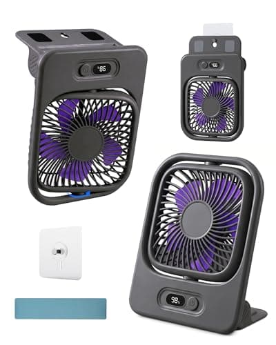 WISFISSH Ultra Thin Magnetic Cruise Fan, Portable Travel Fan Rechargeable with LED Display, 4 SPeed Foldable Cruise Approved Desk Fan for Ship Cabin, Gym, Office, Bedroom - Grey