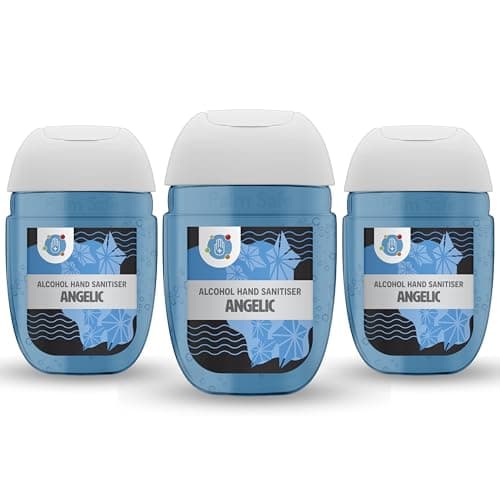 Palm Safe Angelic 3 Pack Pocketbac 30ml Anti Bacterial Premium Hand Sanitiser Travel Size Refillable Clip Bottle Quick Drying Non Sticky Extra Moisturising Kills 99.9% of Viruses and Bacteria