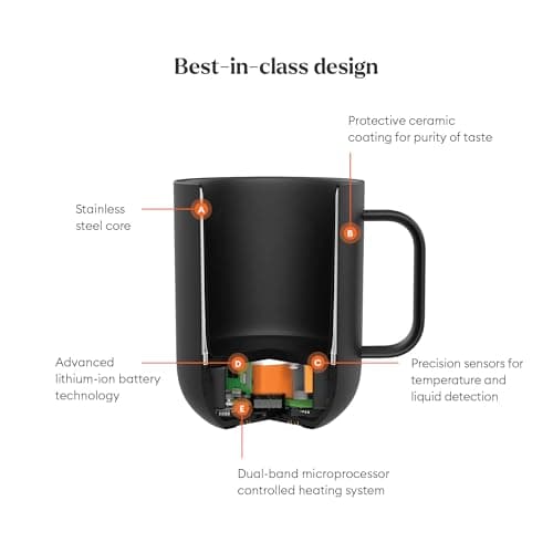 Ember Temperature Control Smart Mug 2, 14 Oz, App-Controlled Heated Coffee Mug with 80 Min Battery Life and Improved Design, Black — view 4