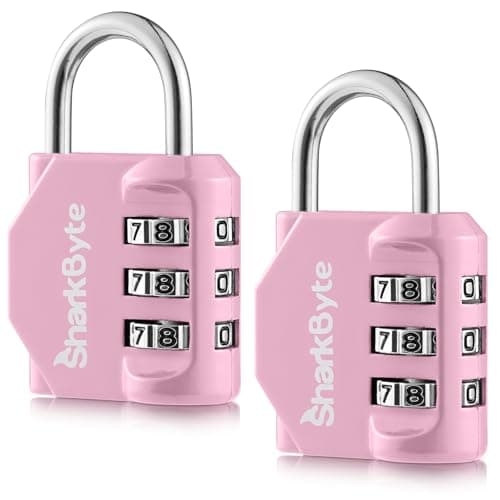 SharkByte Small Luggage Locks, 3-Dial Weatherproof Outdoor Security Combination Padlock, Travel Lock for Suitcases Luggage Case Travel Bag Gym Lockers Code Padlock (Pack of 2)