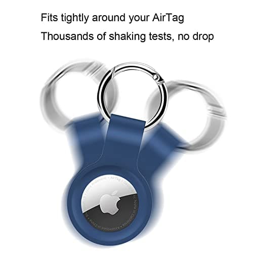 Alsukeay 4 Pack Holder Case for AirTag with Keychain Silicone Protective Skin Cover with Loop Key Ring Compatible with AirTag Tracker Wallet Backpacks Luggage Dog Cat Pets (Black/Blue/White/Red) — view 3