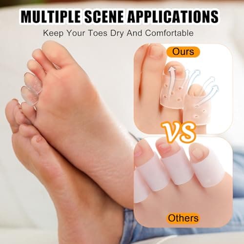 10Pairs Silicone Toe Sleeves Protectors Breathable Toe Covers Caps Pinky Toes Protector Soft Toes Tubes Pads Corn Cushions for Women Men Pain Relief, Calluses, Blisters, Bunion, Hammertoe — view 6