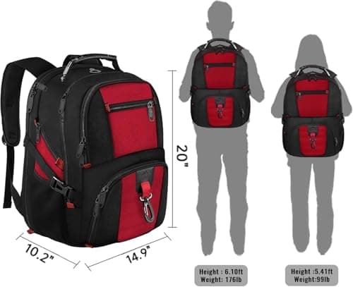 MATEIN 17.3 Inch Large Travel Laptop Backpack, Laptop Bags for School, Red — view 6