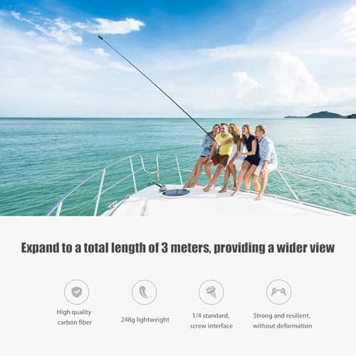 3 meters Invisible Selfie Stick for Insta360 Carbon Fiber Invisible Ultra Long Extension Stick Portable Extendable Monopod Pole Adjustable Selfie Extension Pole for Insta360 Panoramic Action Cameras — view 5