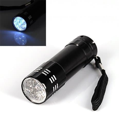 Accessotech 9 LED Bright Black Aluminum Flashlight Mini Small Torch Travel Camping Hiking