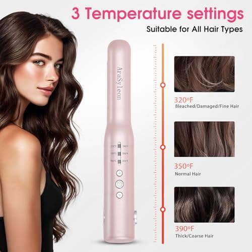 Cordless Hair Straightener Travel for Short Hair, Pink — view 3