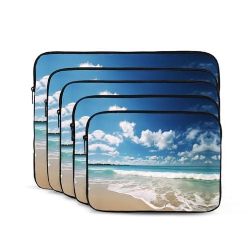 Laptop Sleeve Case 10 inch, Shockproof Protective Laptop Cover Beach White Clouds Briefcase Portable Carrying Computer Bag — view 2