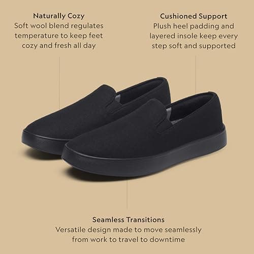 Allbirds Women’s Wool Cruiser Slip-On, Comfortable Everyday Sneaker, Easy On/Off Walking Shoes, Natural Black (Natural Black Sole), 13.5 — view 3