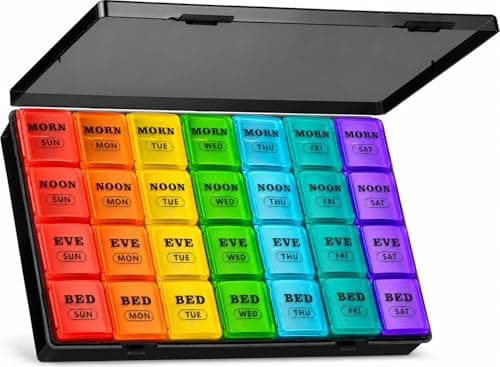 Yaklim Weekly Tablet Organiser 7 Day 4 Times a Day, Large Pill Box