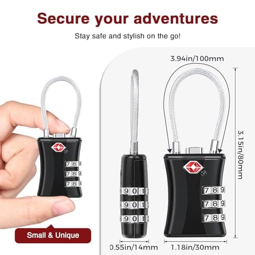 Oderra 2 Pack TSA Luggage Locks, 3-Digit Combination Padlock, Steel Wire With PVC Coated Travel Lock, TSA Approved Luggage Locks, Suitable for Gym Locker Padlocks — view 3