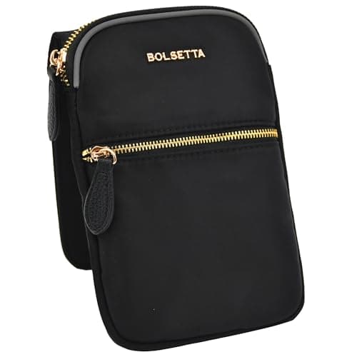 Bolsetta Magnetic Hip Pouch - RFID Blocking Pouch and Key Fob Protector - Zippered Pocket, Magnetic Snaplock Attachment - Lightweight Travel Wallet, Hip Bag for Concerts and Daily Errands - Black