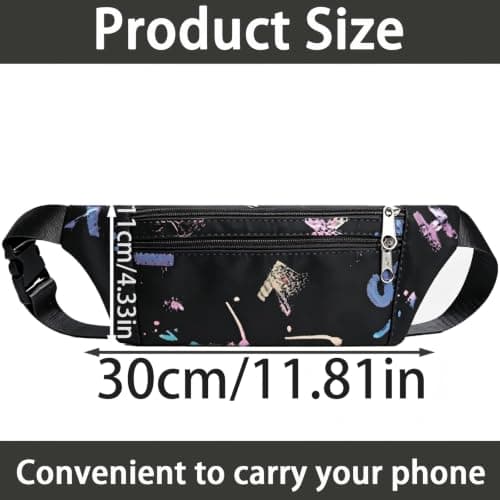 Adjustable Running Belt,Slim Phone Holder for Running Slim Waist Pack Black — view 2