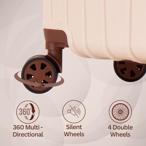 DK Luggage Carry-on 20” Cabin EasyJet, BA, Jet 2 Hard Shell Hand Luggage Approved Suitcase 4 Wheel Spinner Luggage ABS101 (Off-White, 20" Cabin) — view 6