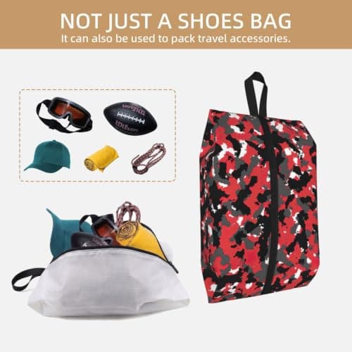 Camo Print Waterproof Shoe Bag Travel Bag with Carry Strap Storage Bag Versatile Cosmetic Bag-2pcs — view 5
