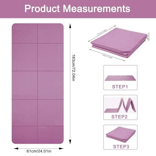 Foldable Yoga Mat for Women & Men, TPE Non-Slip Exercise Mat 183 x 61 cm, 5 mm Thick Fitness & Pilates Mat for Yoga, Gymnastics, Home Workouts, Travel & Outdoor Training — view 2