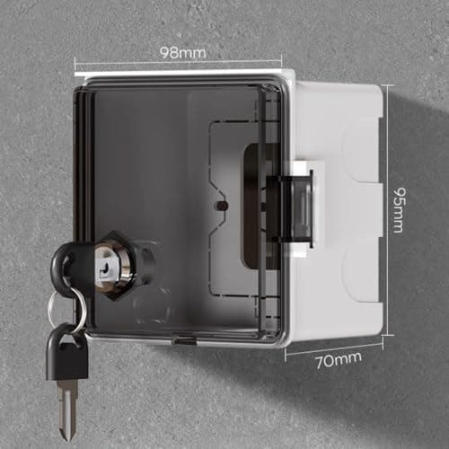 CWOQOCW Outdoor Socket Waterproof Wall Plate Box With Lock,Outdoor Socket Lock Box For Electric Vehicle Charging And Garden Use, Black Transparent(Black transparent) — view 2
