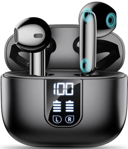 Wireless Ear buds 6-Mic Noise Canceling Large Dual LED Display 35H Playtime
