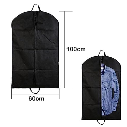 2Pcs Suit Bag,Black Suit Carriers for Men for Travel,Which Dust Cover and Reusable for Suits and Coats,Zipper Garment Bag,Breathable Suit Bag Perfect for Travel or Home. — view 2