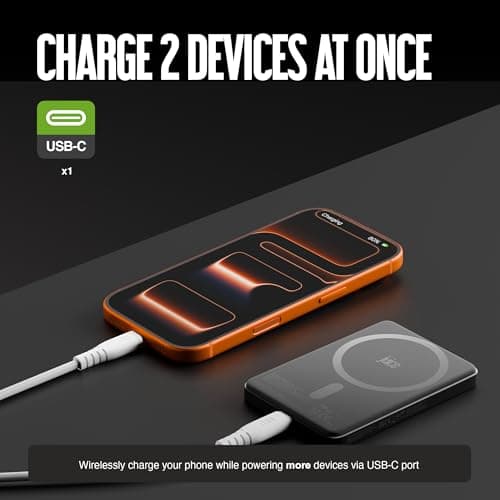 Juice Slim Power Bank, 5,000mAh Magnetic Battery Pack, Qi-Enabled 15W Max Fast MagSafe-Compatible Portable Charger, Slimline Design, for iPhone Air/17/16/15 Series - Black — view 5