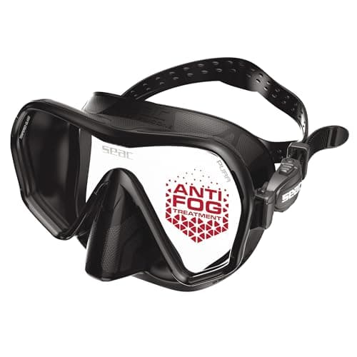 SEAC Pura – Frameless Single-Lens Silicone Diving Mask | Antifog Low Volume Mask for Diving and Snorkeling with 3D Buckle, Black