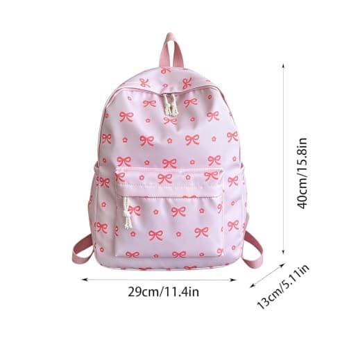 Bow Print 3 In 1 School Backpack Set UK, Water Resistant Lightweight Rucksack with Insulated Lunch Bag Zipper Pencil Case, Casual Daypack Bookbag for Primary Teen Girls School Daily Outdoor Use — view 6