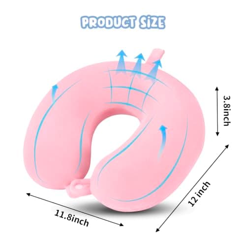 WENGX Travel Pillow Neck Pillow Memory Foam Travel Pillows Head Support Cushion for Airplane Train Car Office Travel Essential Flight Pillows for a Long Hauls Sleeping Rest (Pale Pink) — view 5