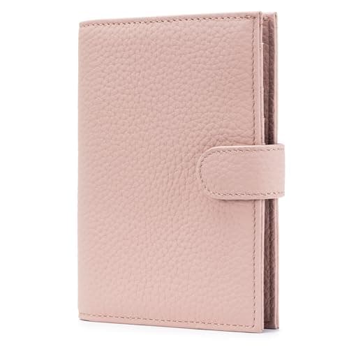 Karmiir RFID Passport Holder Travel Wallet for Women, Leather Passport Cover Wallet with Card Holders SIM Slots,Zippered Coins Pocket and Cash Slot Slim Compact Travel Wallet, Light Pink, S, Fashion