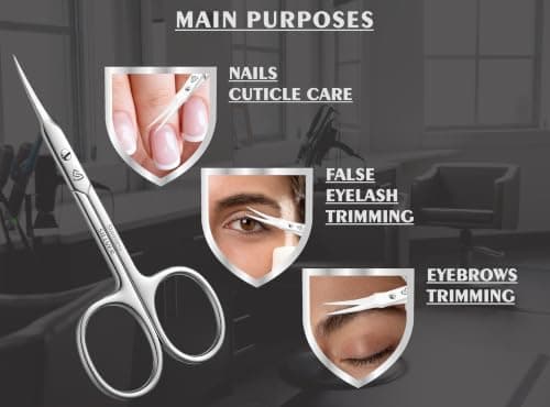 SILLVER Cuticle Scissors Extra Fine Curved, Super Slim Small Scissors with Precise Pointed Tip, Beard, Eyelash, Mustache, Dry Skin - Manicure Scissors — view 2